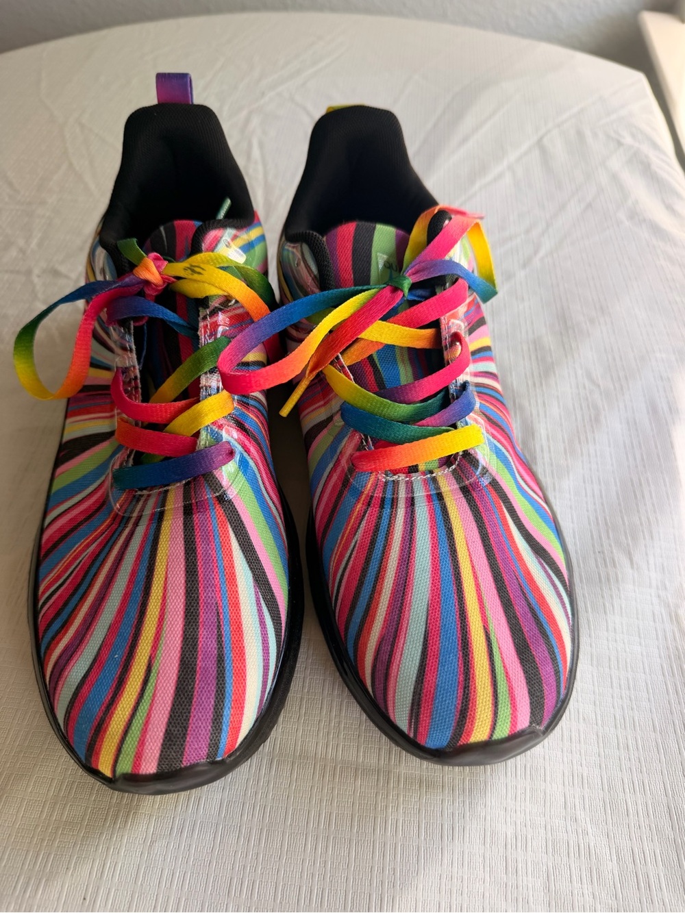 Women’s Rainbow Stripe Athletic Sneakers - Multicolor